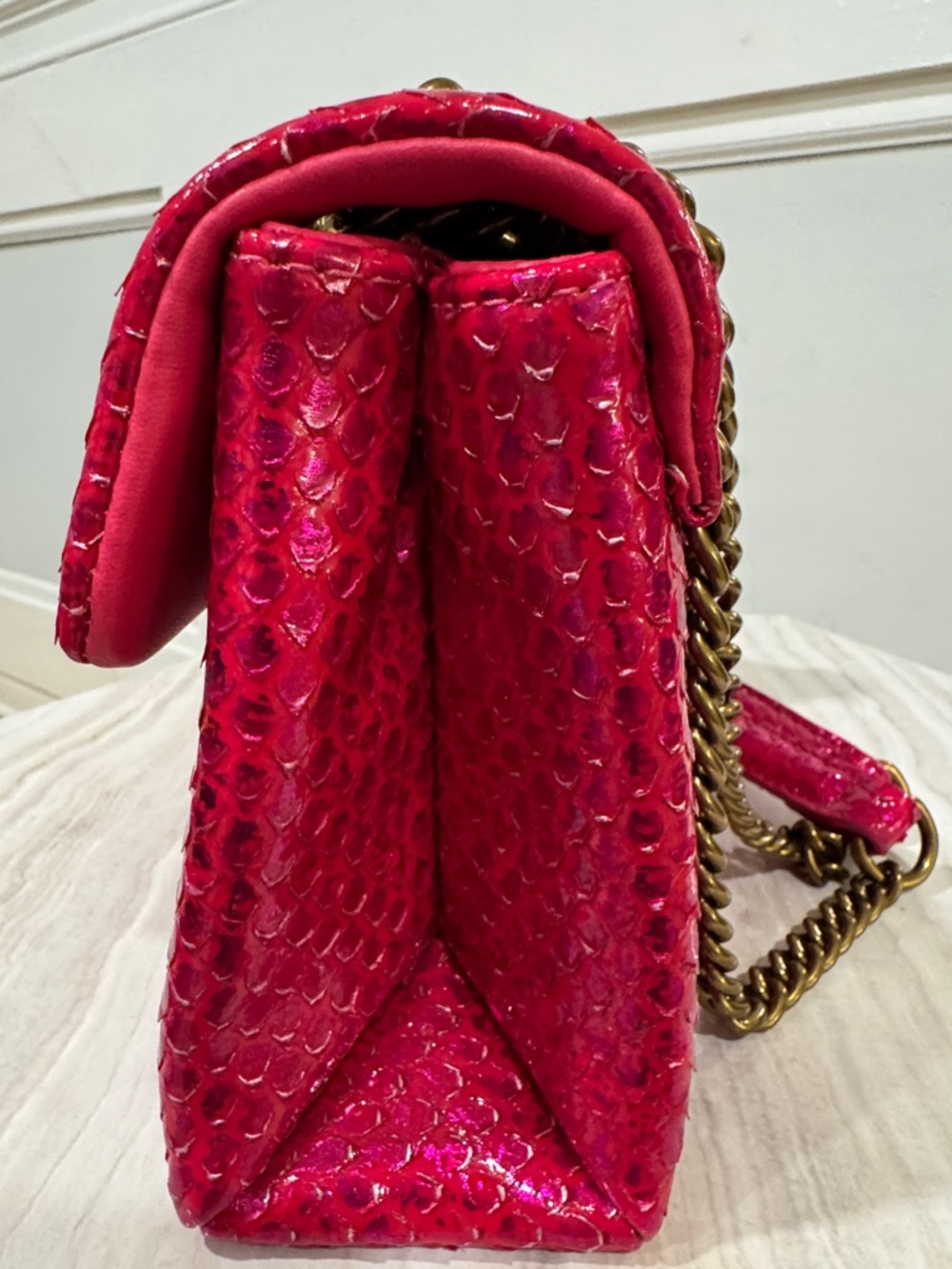Kurt Geiger Bag Kensington Snake Embossed Sample Sale Pink Textured Crossbody - Picture 7 of 17